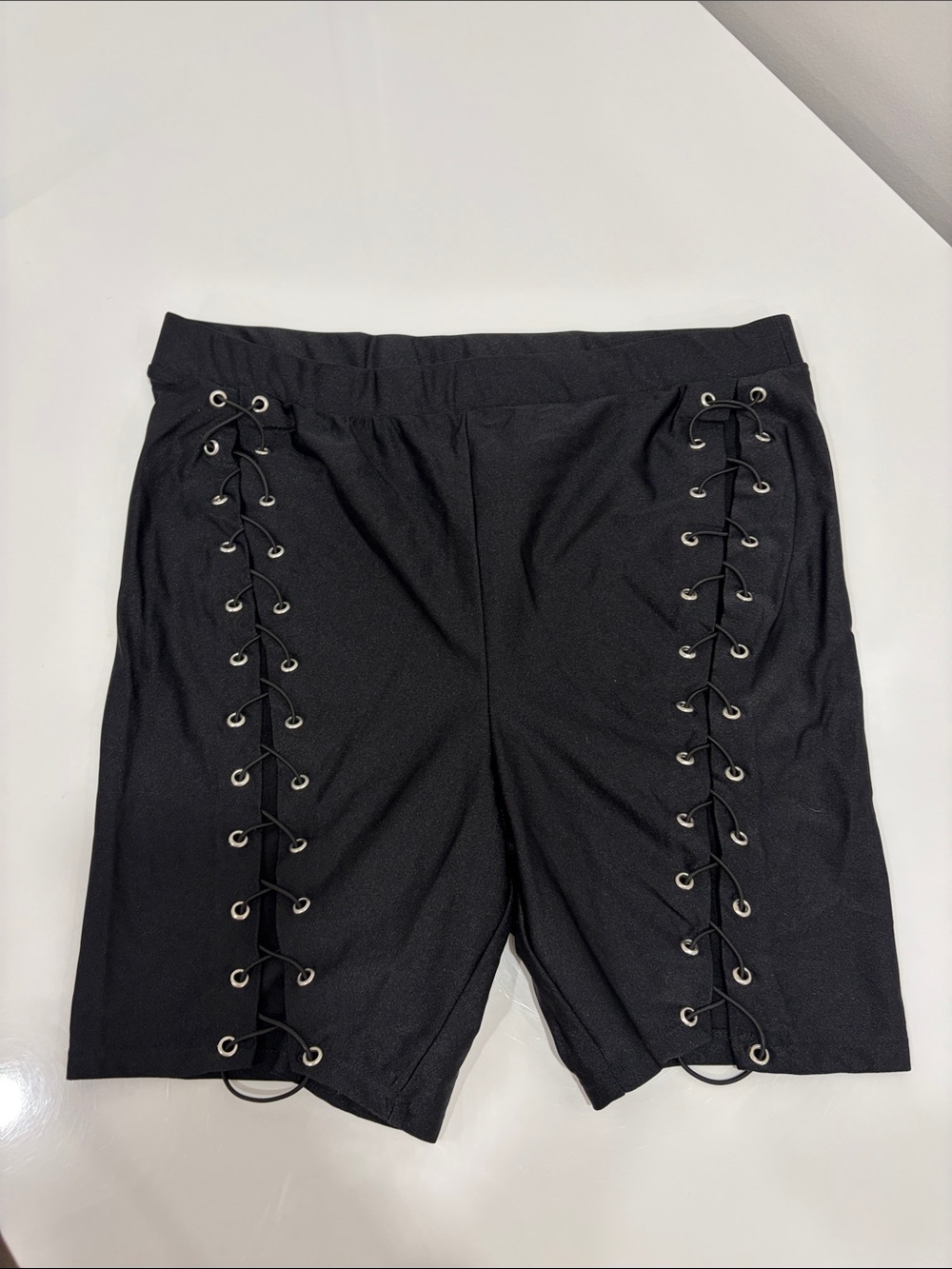 Forever 21 Black Lace-Up Side Grommet Bike Shorts